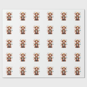 Vintage Autism Highland Cow Trio Peeking Cute Cow  Wrapping Paper