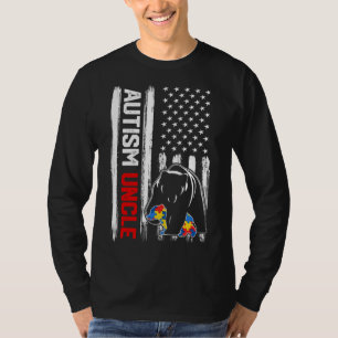 Vintage Autism Uncle Bear American Flag Awareness T-Shirt
