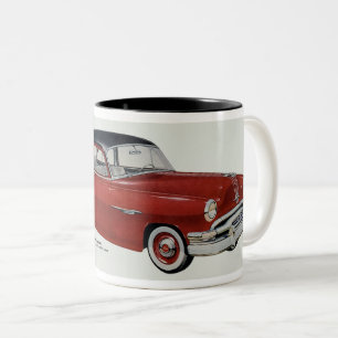 VINTAGE AUTO ILLUSTRATION, PONTIAC CHIEFTAIN Two-Tone COFFEE MUG