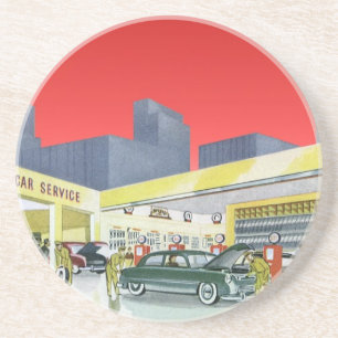 Vintage Auto Mechanics Complete Car Service Garage Coaster