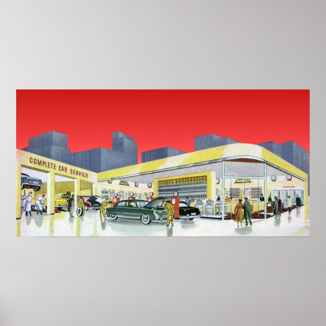 Vintage Auto Mechanics Complete Car Service Garage Poster (Front)