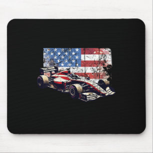 Vintage Auto Racing Car American Flag 4th Of July  Mouse Pad