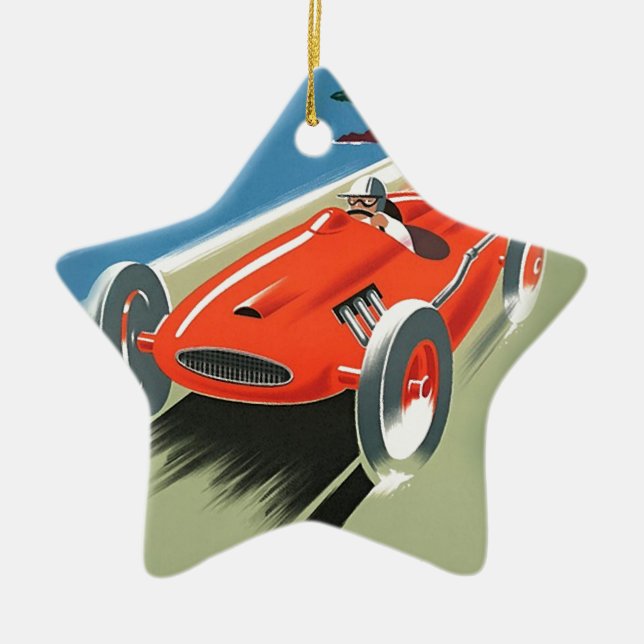 Vintage Auto Racing Ceramic Ornament (Front)