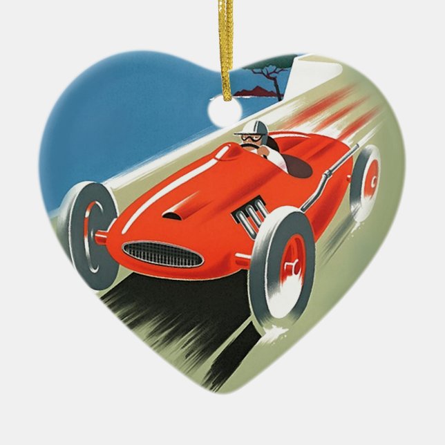 Vintage Auto Racing Ceramic Ornament (Front)