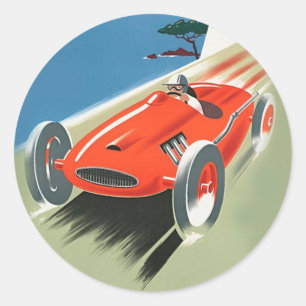 Vintage Auto Racing Classic Round Sticker