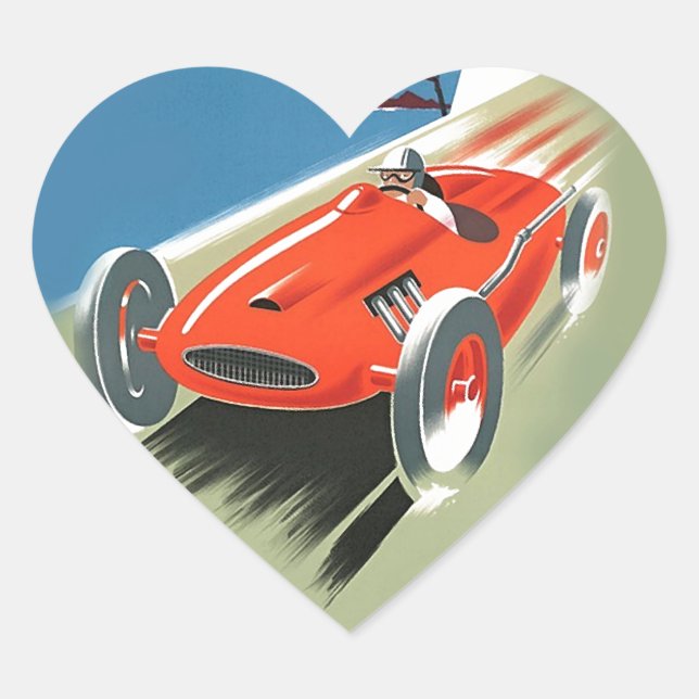 Vintage Auto Racing Heart Sticker (Front)