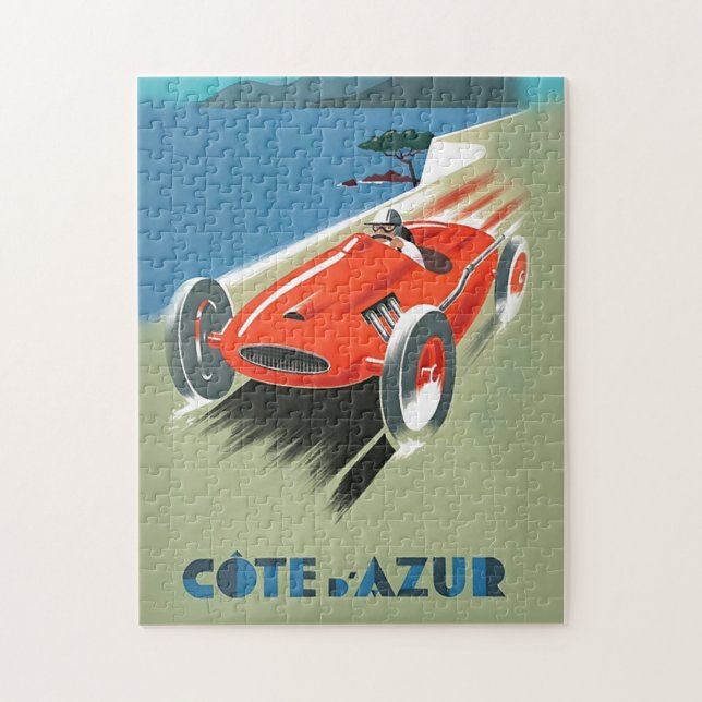 Vintage Auto Racing Illustration Art Jigsaw Puzzle (Vertical)