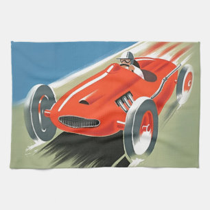 Vintage Auto Racing Kitchen Towel