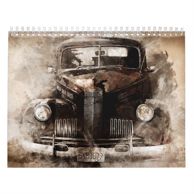 Vintage Auto Rusty Old Cars Calendar (Cover)