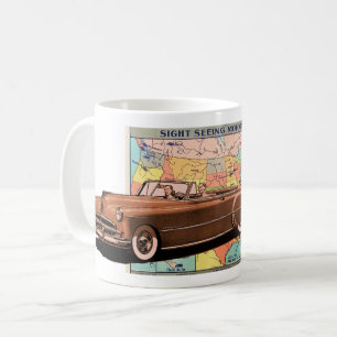 VINTAGE AUTO UNITED STATES MAP THEME COFFEE MUG