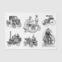 Vintage Auto Wheel Inventions Decoupage Collage