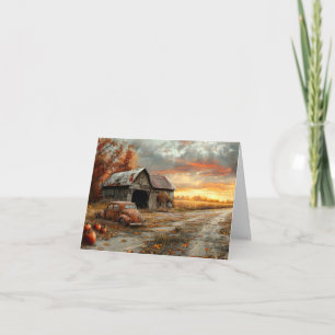Vintage Automne Country Road et Barn Blank