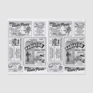 Vintage Automobile Advertisement Decoupage, Gift  Tissue Paper