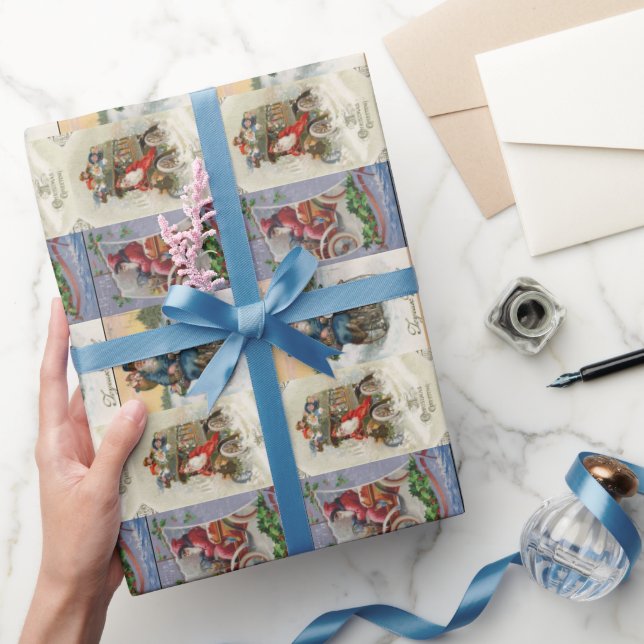 Vintage Automobile Santa Christmas Wrapping Paper (Gifting)