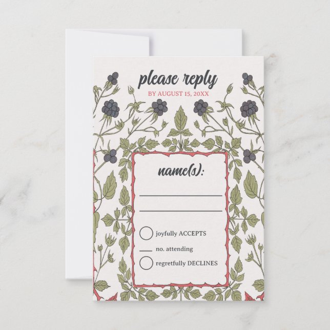 Vintage Autumn Blackberries RSVP Card (Front)