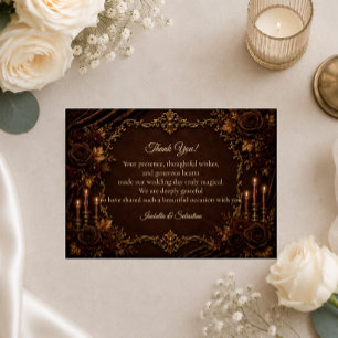 Vintage Autumn Candlelight Romance Wedding Thank You Card