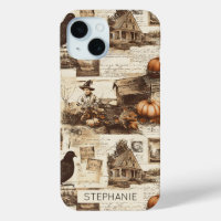 Vintage Autumn Collage | Rustic Sepia Ephemera