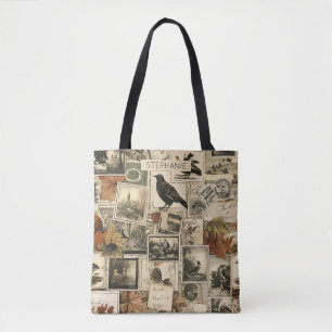Vintage Autumn Ephemera Collage Rustic Birds (2) Tote Bag
