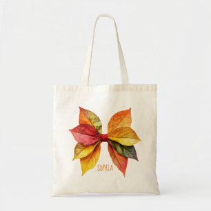 Vintage Autumn Fall Leaves Coquette Bow Tote Bag