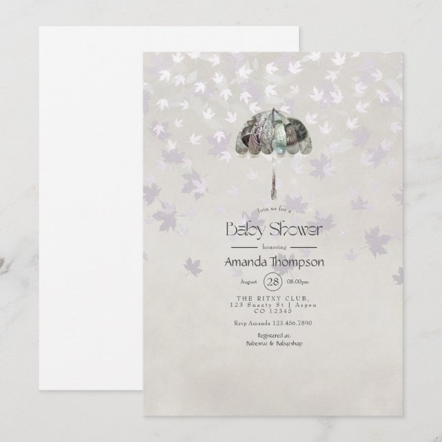 Vintage Autumn - Fall White Baby Shower Invitation (Front/Back)