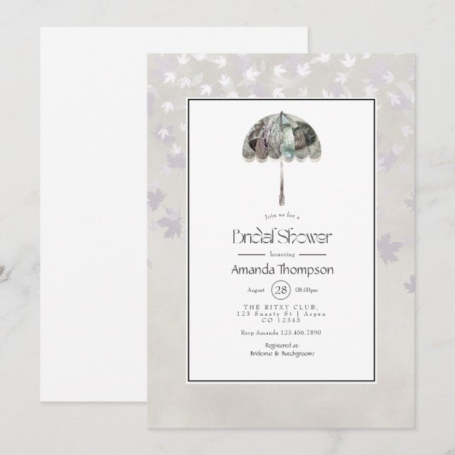 Vintage Autumn - Fall White Bridal Shower Invitati Invitation (Front/Back)