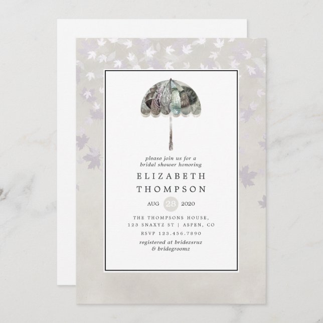 Vintage Autumn - Fall White Bridal Shower Invitation (Front/Back)