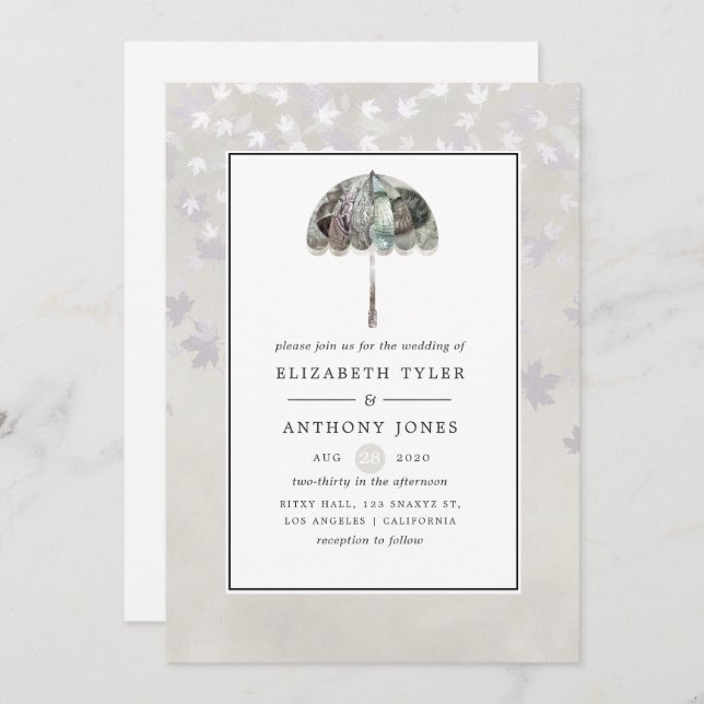Vintage Autumn - Fall White Wedding Invitation (Front/Back)