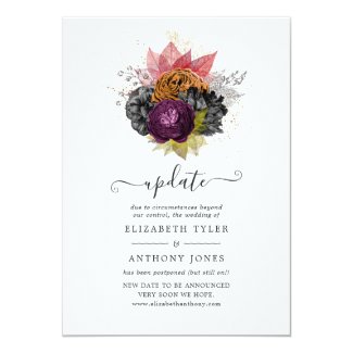 Vintage Autumn Floral Bouquet Wedding Update Invitation