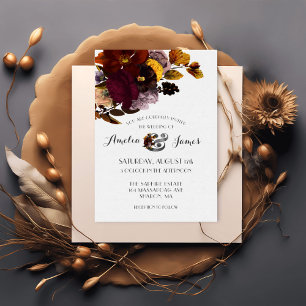 Vintage Autumn Floral Elegance Wedding Invitation