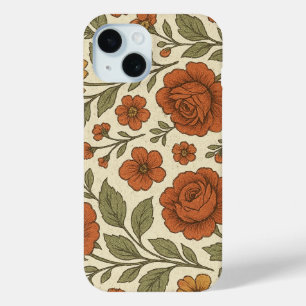 Vintage Autumn Floral Pattern – Rustic Botanical iPhone 15 Case
