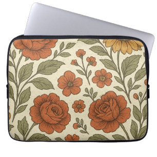 Vintage Autumn Floral Pattern – Rustic Botanical Laptop Sleeve