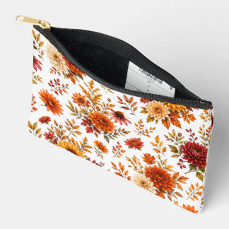 Vintage Autumn Floral Pattern with Sunflowers Accessory Pouch