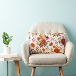 Vintage Autumn Floral Pattern with Sunflowers Lumbar Pillow