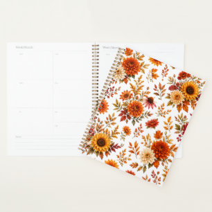 Vintage Autumn Floral Pattern with Sunflowers Planner