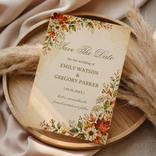 Vintage Autumn Floral Save The Date