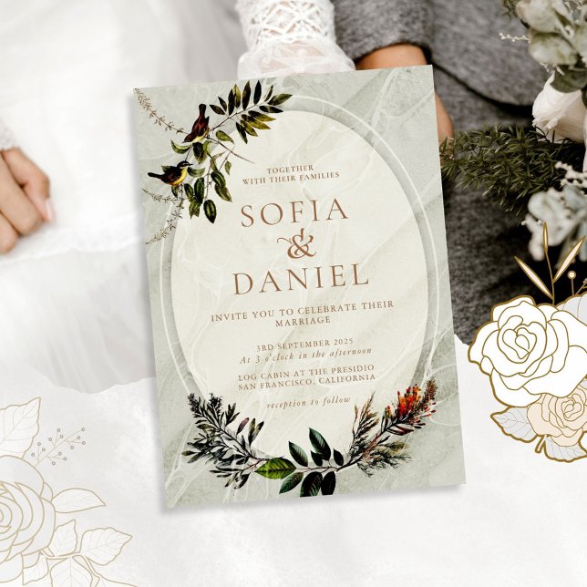 Vintage Autumn Foliage Wedding Invitation (Creator Uploaded)