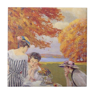 Vintage Autumn Garden Tea Party Elegant Edwardian Tile