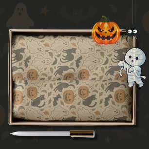 Vintage Autumn Ghosts & Black Cats Halloween Tissue Paper