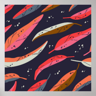 Vintage autumn leaf seamless pattern background. C Poster