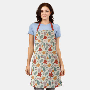Vintage Autumn Leaves and Acorns Pattern Apron