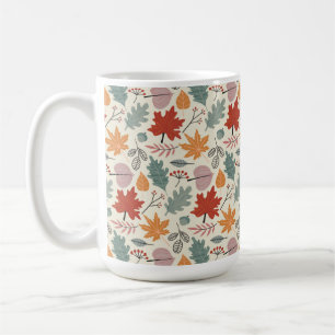 Vintage Autumn Leaves and Acorns Pattern Coffee Mug