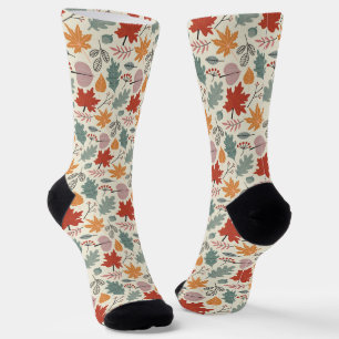 Vintage Autumn Leaves and Acorns Pattern Socks