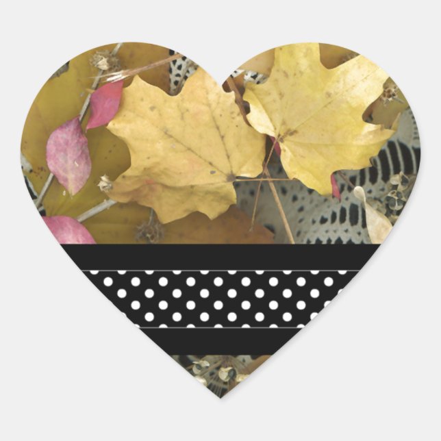 Vintage Autumn Leaves Heart Sticker (Front)