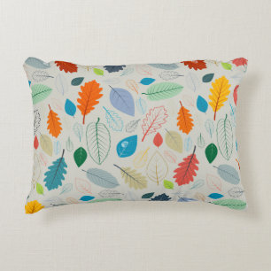Vintage Autumn Leaves Illustration Pattern Accent Pillow