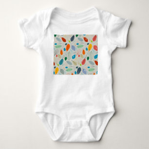 Vintage Autumn Leaves Illustration Pattern Baby Bodysuit