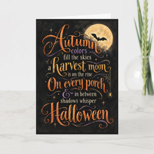 Vintage Autumn Moon Halloween Greeting Card