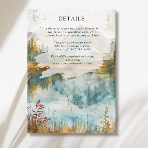 Vintage Autumn Mountain Lake Fall Wedding Details Enclosure Card