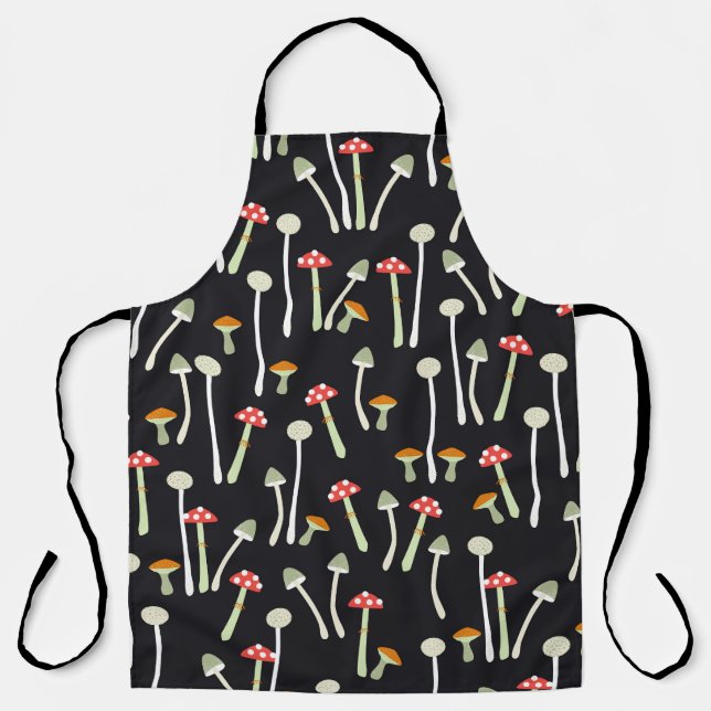 Vintage autumn mushrooms pattern design. apron (Front)
