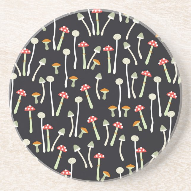 Vintage autumn mushrooms pattern design. coaster (Front)