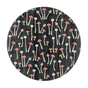 Vintage autumn mushrooms pattern design. cutting board